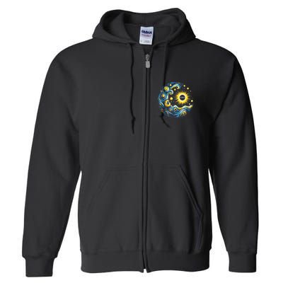 Van Gogh Total Solar Eclipse April 8th 2024 Trending Now Full Zip Hoodie