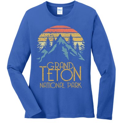 Vintage Grand Teton National Park Wyoming Retro Sweagift Ladies Long Sleeve Shirt