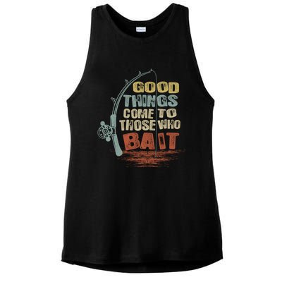 Vintage Good Things Come To Those Who Bait Gift Ladies PosiCharge Tri-Blend Wicking Tank