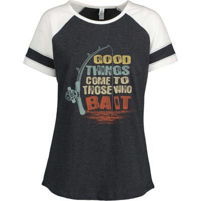 Vintage Good Things Come To Those Who Bait Gift Enza Ladies Jersey Colorblock Tee