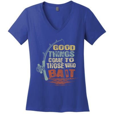 Vintage Good Things Come To Those Who Bait Gift Women's V-Neck T-Shirt