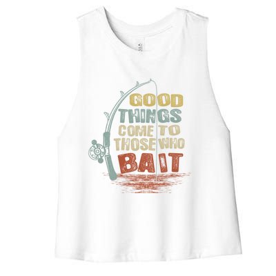 Vintage Good Things Come To Those Who Bait Gift Women's Racerback Cropped Tank