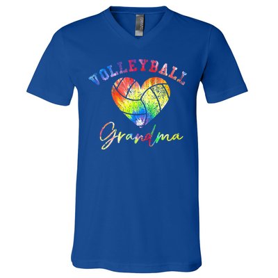 Volleyball Grandma Tie Dye V-Neck T-Shirt