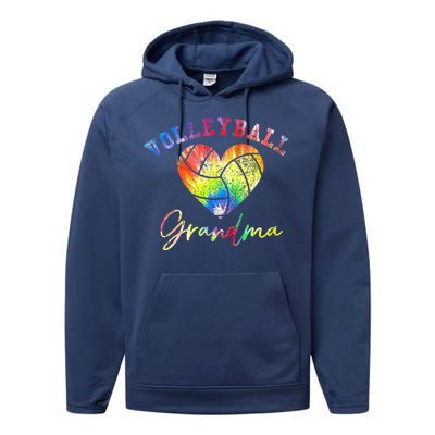 Volleyball Grandma Tie Dye Performance Fleece Hoodie