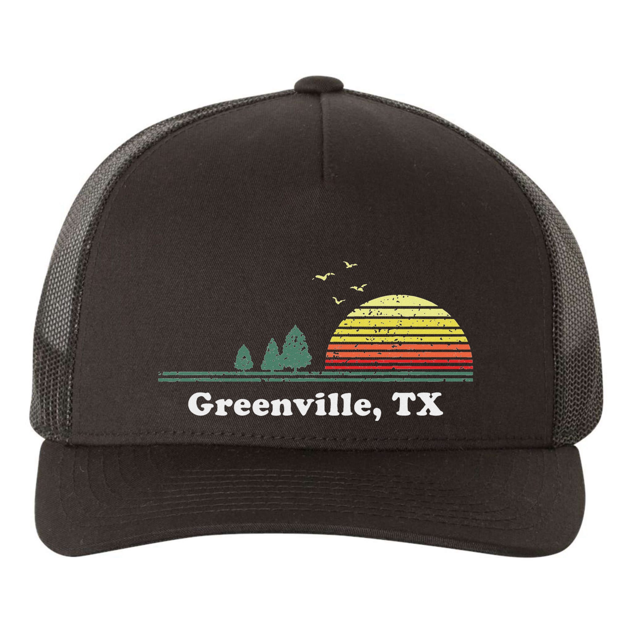 Vintage Greenville Texas Home Souvenir Print Yupoong Adult 5-Panel Trucker Hat