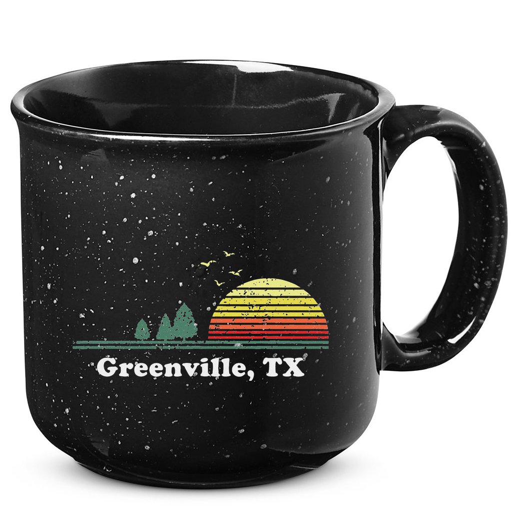 Vintage Greenville Texas Home Souvenir Print 15oz Campfire Ceramic Mug