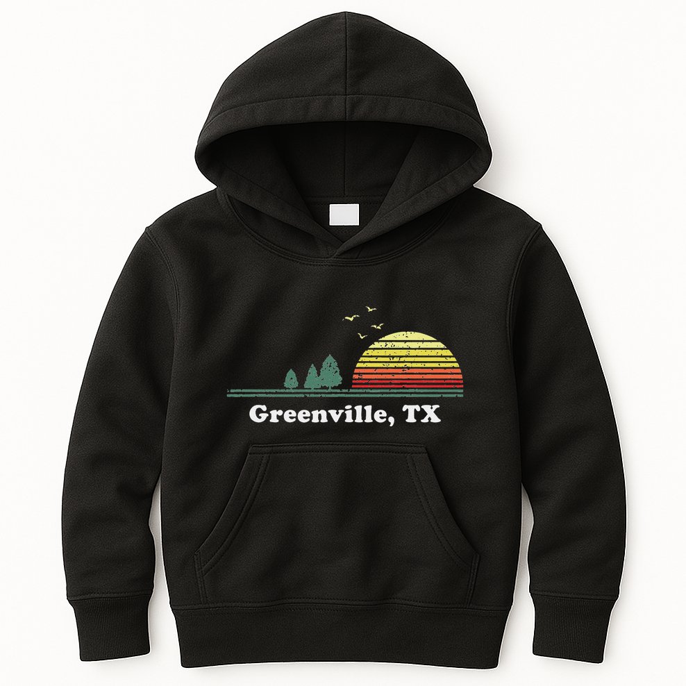 Vintage Greenville Texas Home Souvenir Print Kids Hoodie