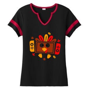 Video Games Thanksgiving Turkey Gamer Gaming Ladies Halftime Notch Neck Tee