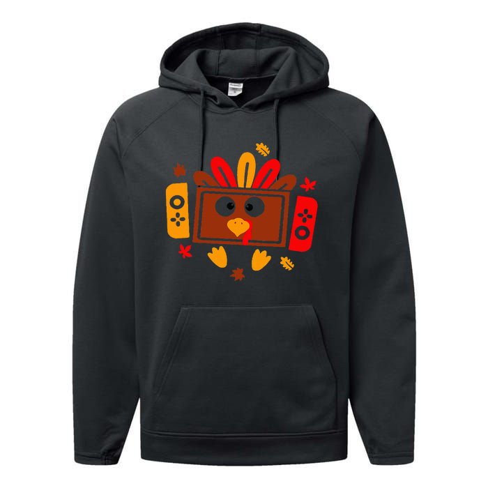 Video Games Thanksgiving Turkey Gamer Gaming Performance Fleece Hoodie