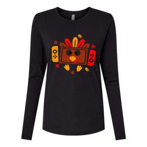 Video Games Thanksgiving Turkey Gamer Gaming Womens Cotton Relaxed Long Sleeve T-Shirt