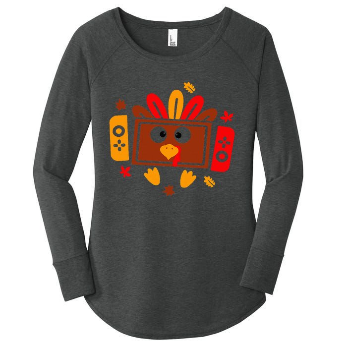 Video Games Thanksgiving Turkey Gamer Gaming Women's Perfect Tri Tunic Long Sleeve Shirt