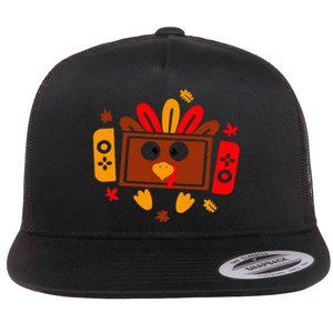 Video Games Thanksgiving Turkey Gamer Gaming Flat Bill Trucker Hat