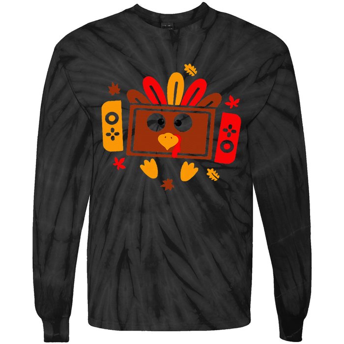 Video Games Thanksgiving Turkey Gamer Gaming Tie-Dye Long Sleeve Shirt