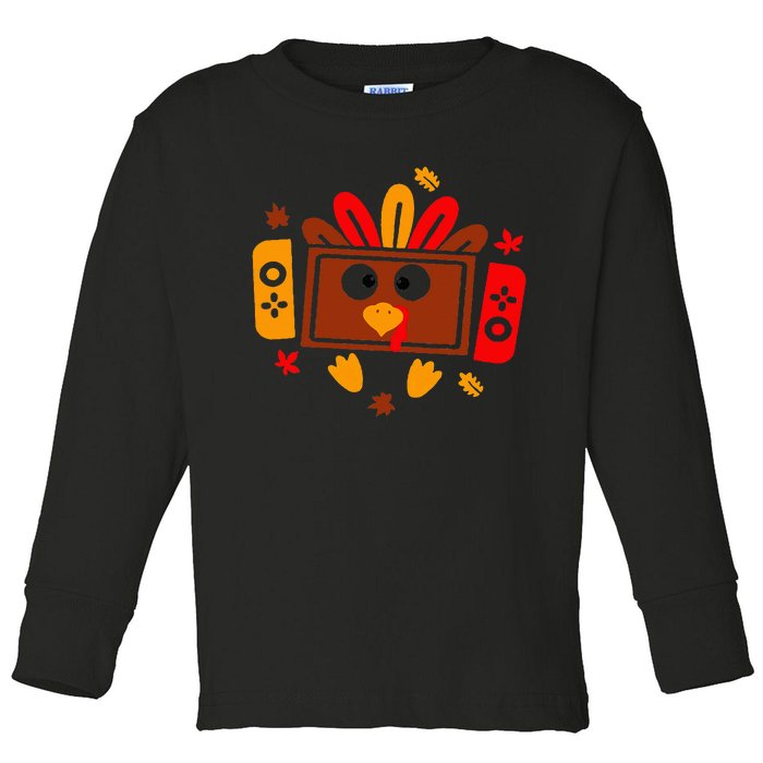 Video Games Thanksgiving Turkey Gamer Gaming Toddler Long Sleeve Shirt