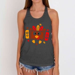 Video Games Thanksgiving Turkey Gamer Gaming Women's Knotted Racerback Tank