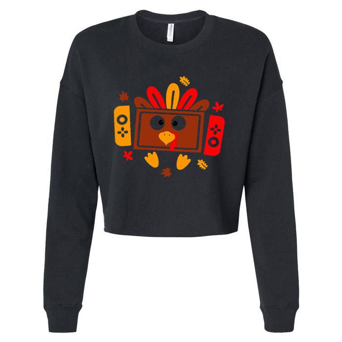 Video Games Thanksgiving Turkey Gamer Gaming Cropped Pullover Crew