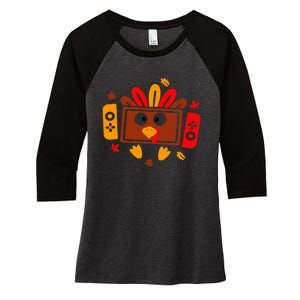 Video Games Thanksgiving Turkey Gamer Gaming Women's Tri-Blend 3/4-Sleeve Raglan Shirt