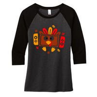 Video Games Thanksgiving Turkey Gamer Gaming Women's Tri-Blend 3/4-Sleeve Raglan Shirt