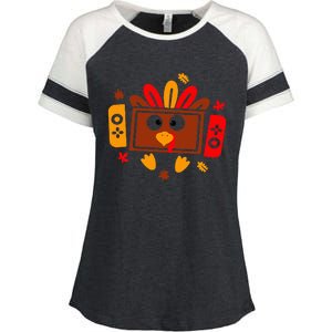 Video Games Thanksgiving Turkey Gamer Gaming Enza Ladies Jersey Colorblock Tee