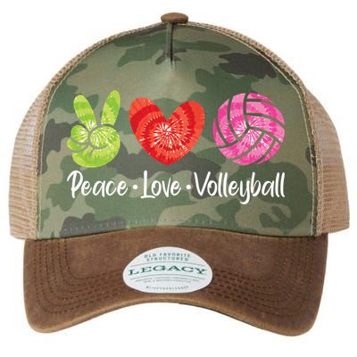 Volleyball Gift Tie Dye Peace Love Volleyball Sport Lover Gift Legacy Tie Dye Trucker Hat