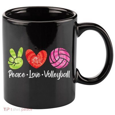 Volleyball Gift Tie Dye Peace Love Volleyball Sport Lover Gift 11oz C Handle Ceramic Mug