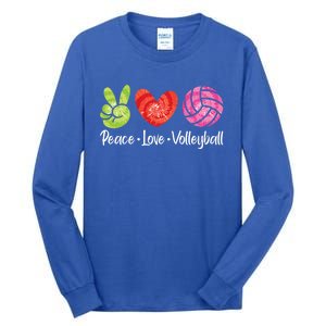 Volleyball Gift Tie Dye Peace Love Volleyball Sport Lover Gift Tall Long Sleeve T-Shirt