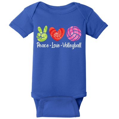Volleyball Gift Tie Dye Peace Love Volleyball Sport Lover Gift Baby Bodysuit