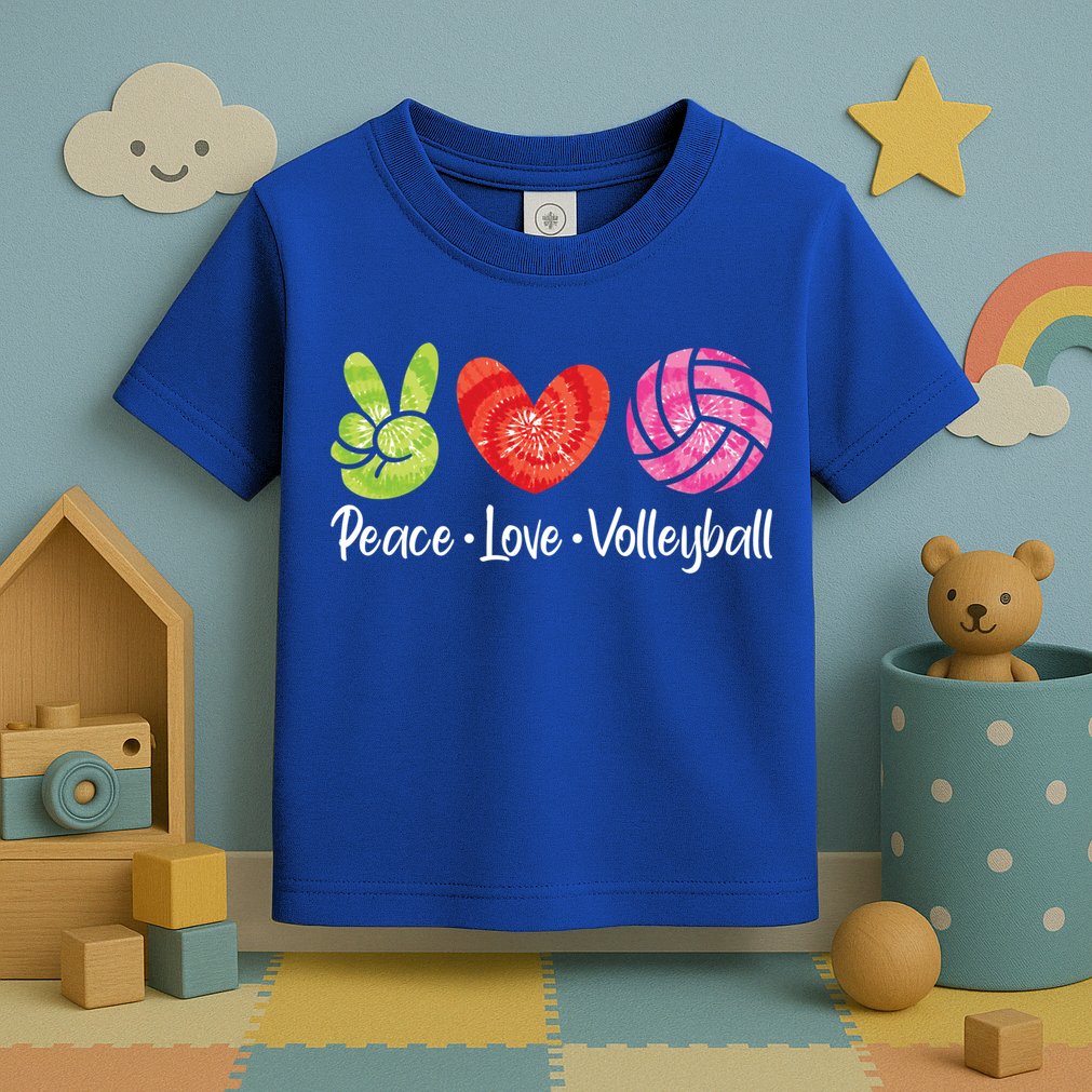 Volleyball Gift Tie Dye Peace Love Volleyball Sport Lover Gift Toddler T-Shirt