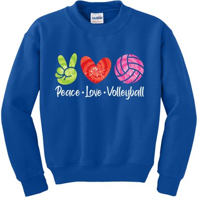 Volleyball Gift Tie Dye Peace Love Volleyball Sport Lover Gift Kids Sweatshirt