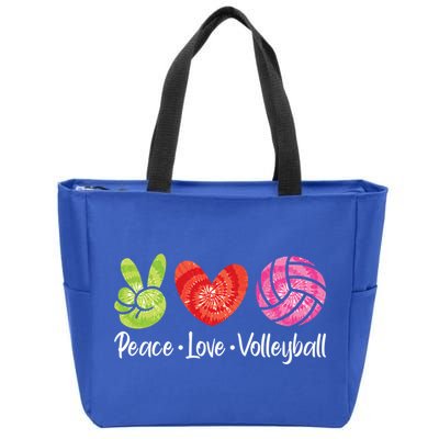 Volleyball Gift Tie Dye Peace Love Volleyball Sport Lover Gift Zip Tote Bag