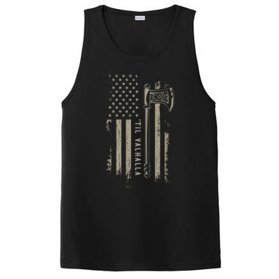 Vikings Gift Til Valhalla Gift Patriotic Viking Us Flag Cute Gift PosiCharge Competitor Tank