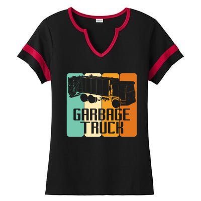 Vintage Garbage Truck Driver Trash Trucker Meaningful Gift Ladies Halftime Notch Neck Tee