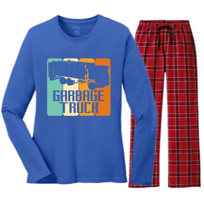 Vintage Garbage Truck Driver Trash Trucker Meaningful Gift Women's Long Sleeve Flannel Pajama Set 