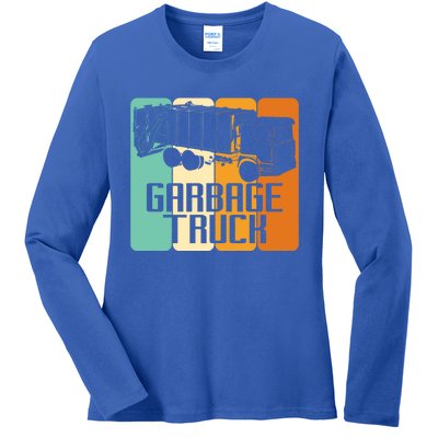 Vintage Garbage Truck Driver Trash Trucker Meaningful Gift Ladies Long Sleeve Shirt