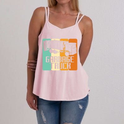 Vintage Garbage Truck Driver Trash Trucker Meaningful Gift Women's Strappy Tank