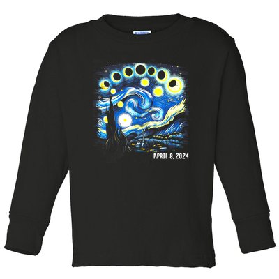 Van Gogh Total Solar Eclipse April 8th 2024 Toddler Long Sleeve Shirt