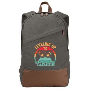 Video Gamer Uncle Lover Leveling Up To Uncle Gift Cotton Canvas Backpack