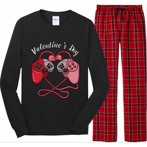 Video Gamer Valentines Day With Controllers Heart Great Gift Long Sleeve Pajama Set