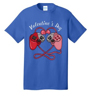 Video Gamer Valentines Day With Controllers Heart Great Gift Tall T-Shirt