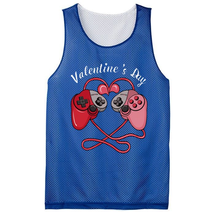 Video Gamer Valentines Day With Controllers Heart Great Gift Mesh Reversible Basketball Jersey Tank