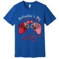 Video Gamer Valentines Day With Controllers Heart Great Gift Premium T-Shirt