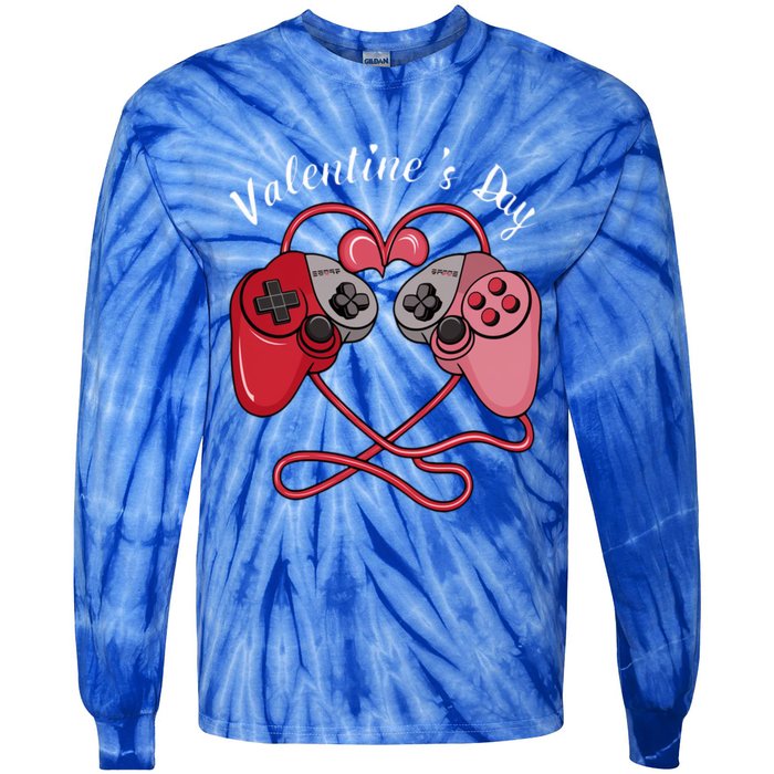 Video Gamer Valentines Day With Controllers Heart Great Gift Tie-Dye Long Sleeve Shirt