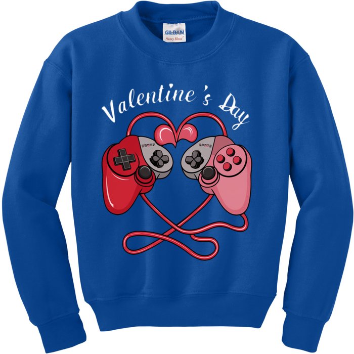 Video Gamer Valentines Day With Controllers Heart Great Gift Kids Sweatshirt