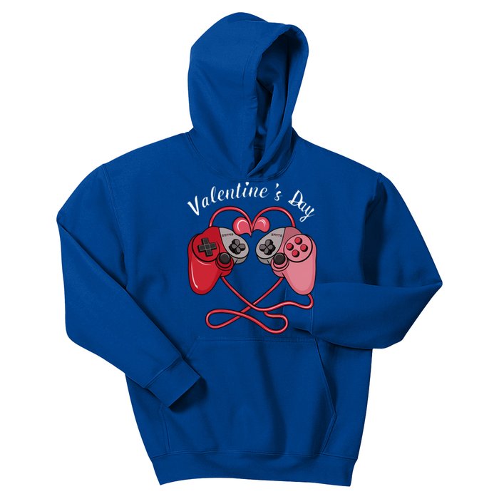 Video Gamer Valentines Day With Controllers Heart Great Gift Kids Hoodie