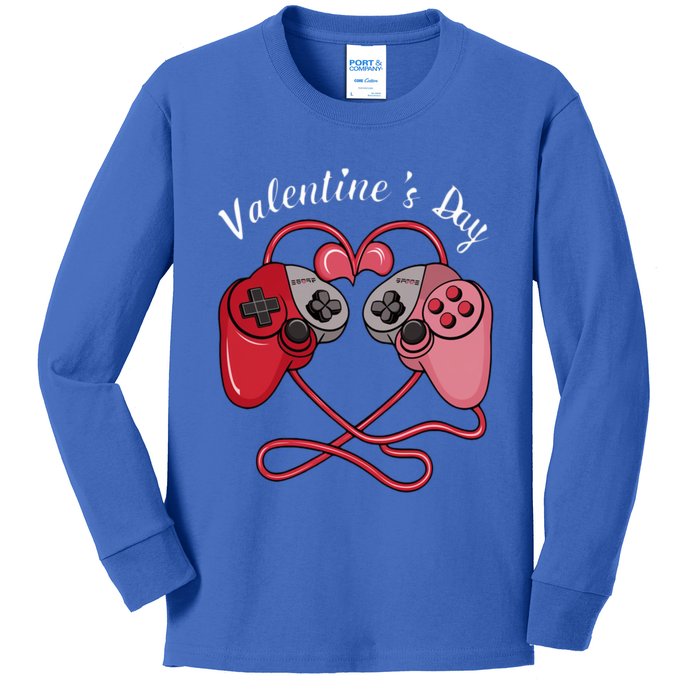 Video Gamer Valentines Day With Controllers Heart Great Gift Kids Long Sleeve Shirt