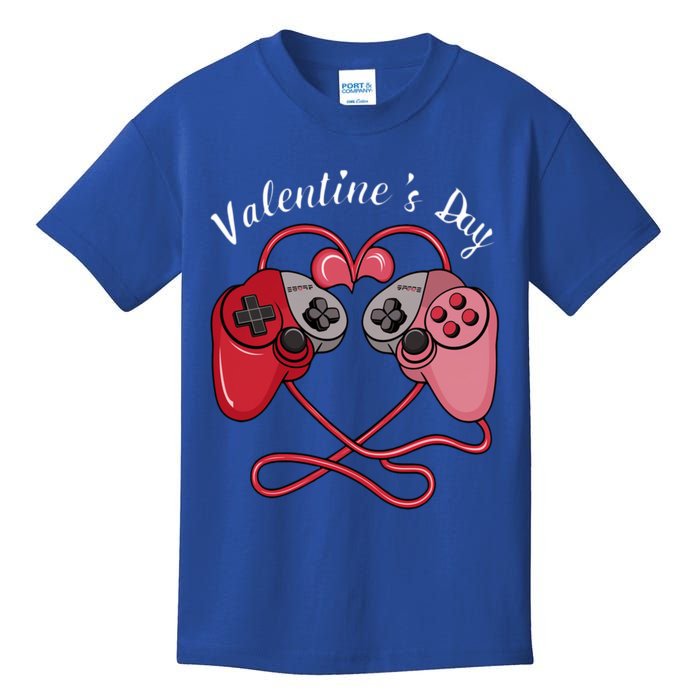 Video Gamer Valentines Day With Controllers Heart Great Gift Kids T-Shirt