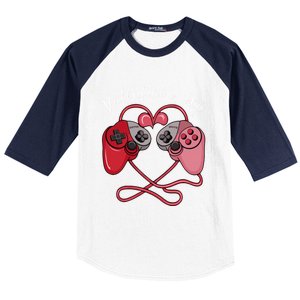 Video Gamer Valentines Day With Controllers Heart Great Gift Baseball Sleeve Shirt