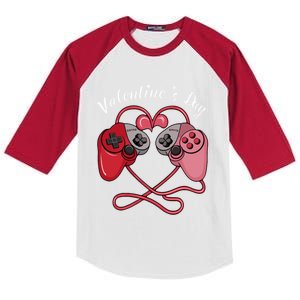 Video Gamer Valentines Day With Controllers Heart Great Gift Kids Colorblock Raglan Jersey