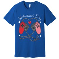 Video Gamer Valentines Day With Controllers Heart Meaningful Gift Premium T-Shirt