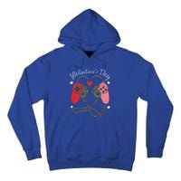 Video Gamer Valentines Day With Controllers Heart Meaningful Gift Tall Hoodie